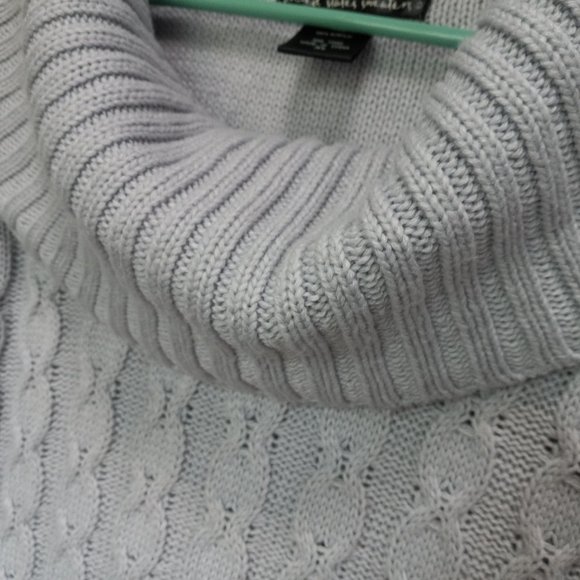 United States Sweaters Pale Periwinkle Cable Knit Tunic Cowl Neck XL (T-348) - Picture 8 of 11